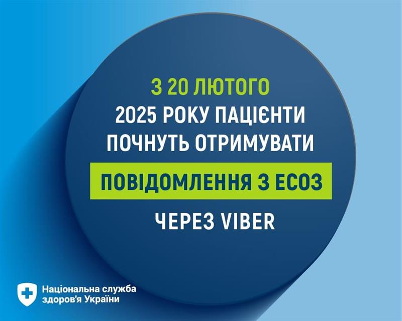 З 20 лютого 2025 року пацієнти почнуть отримувати  повідомлення з ЕСОЗ через Viber