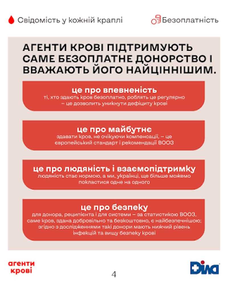 Агенти крові підтримують саме безоплатне донорство і вважають його найціннішим